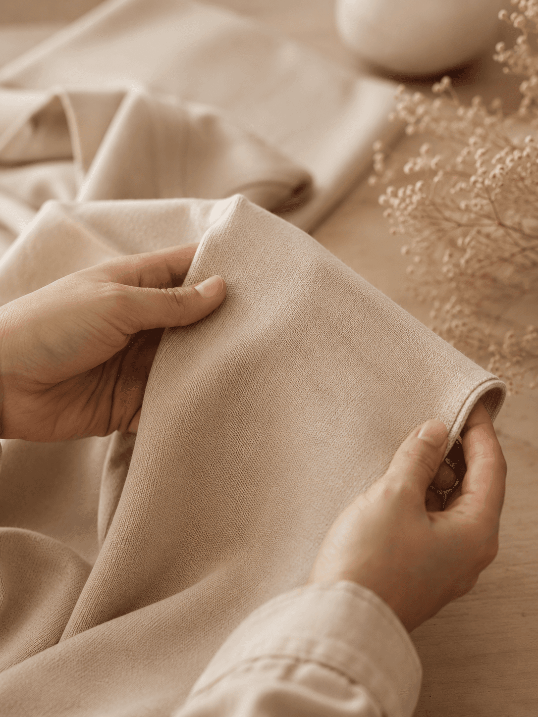 Craftsperson working with fabric — MARÉ atelier