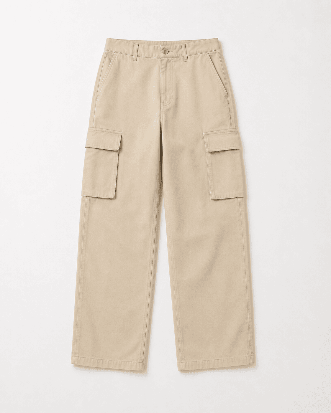 Beige cargo pants on model